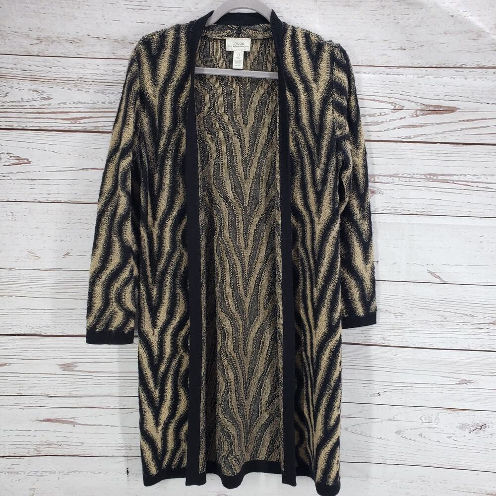 Chico's Women's Knit Wool Mohair Blend Open Front Cardigan Size 0